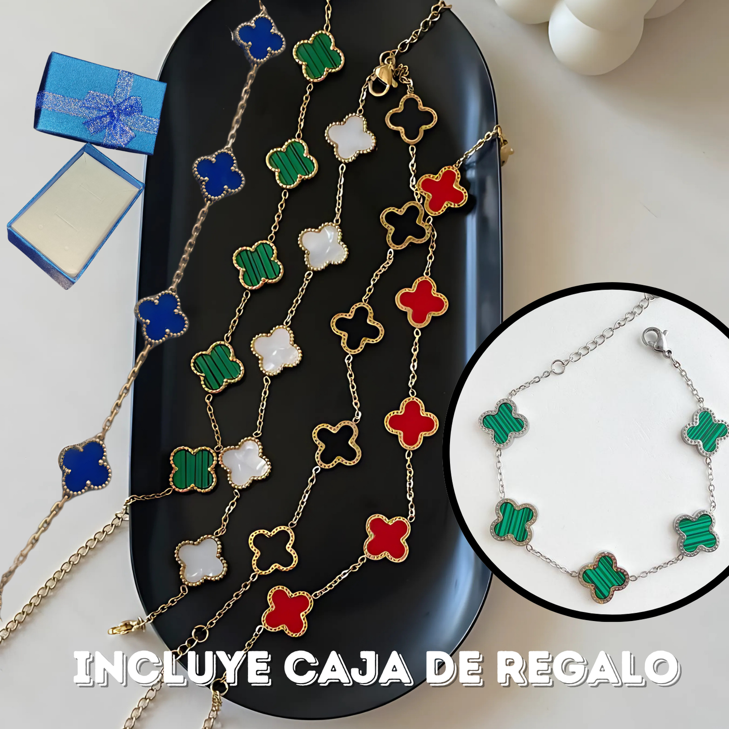 PULSERA TREBOL VAN CLEEF RODINADA Y CAJA