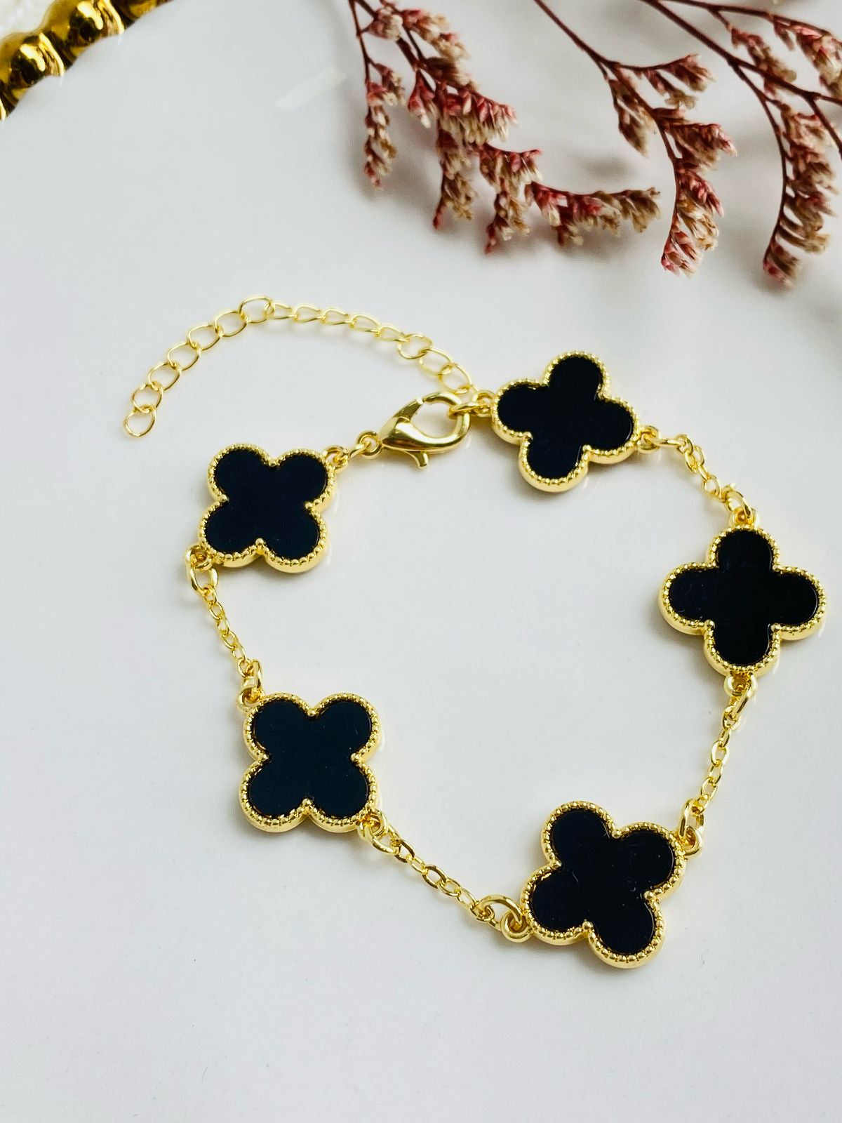 PULSERA TREBOL VAN CLEEF RODINADA Y CAJA